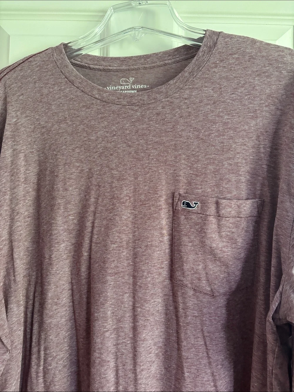 Vineyard Vines Men's Heather Plum Long-Sleeve Pocket Tee